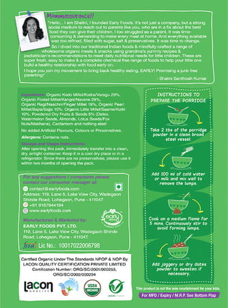 Early Foods Organic Sattu Maavu Multi-Grain Millets Porridge Mix 200g