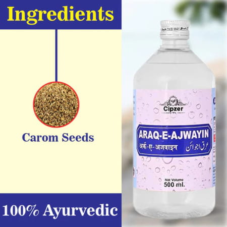 Cipzer Arq-E-Ajwain 500ml | Supports Digestion & Relieves Gas| Constipation & Abdominal Discomfort