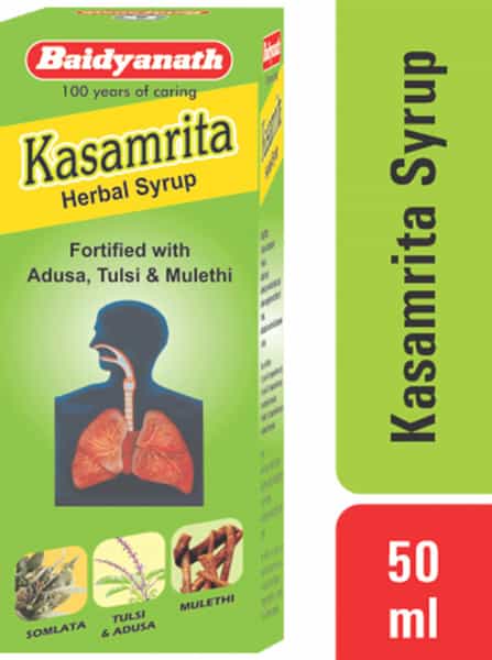 Baidyanath Asli Ayurved Kasamrit - Herbal Cough Syrup - 50 Ml (Pack Of 3)