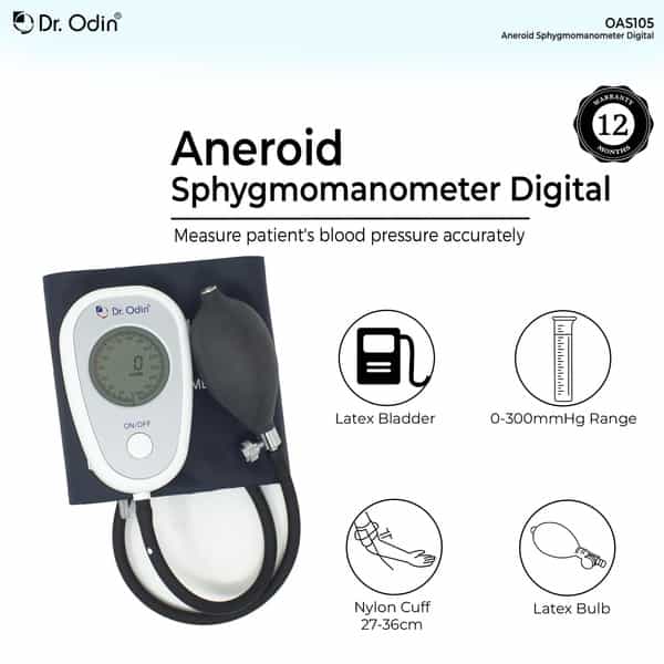 Dr. Odin Combo Of Oas105 Digital Aneroid Sphygmomanometer And Stethoscope Blacktone