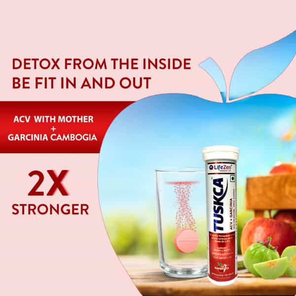 Tuskca Apple Cider Vinegar With Garcinia Cambogia & Pomegranate For Weight Management 15 Tab