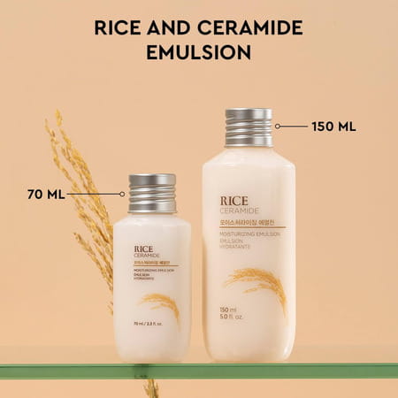 The Face Shop Rice & Ceramide Emulsion Mini | Korean Brightening Moisturizer | Dull Dry Skin - 70ml