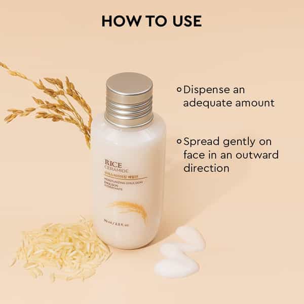 The Face Shop Rice & Ceramide Emulsion Mini | Korean Brightening Moisturizer | Dull Dry Skin - 70Ml