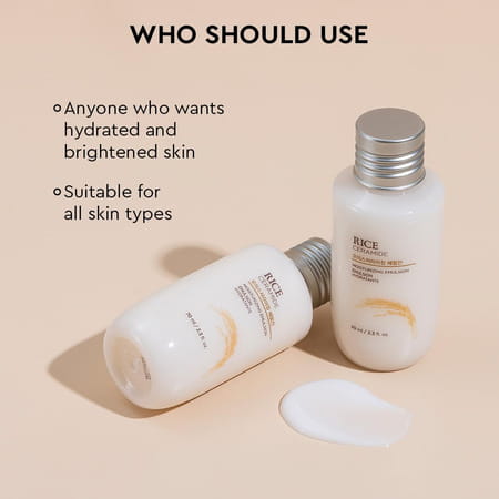 The Face Shop Rice & Ceramide Emulsion Mini | Korean Brightening Moisturizer | Dull Dry Skin - 70ml