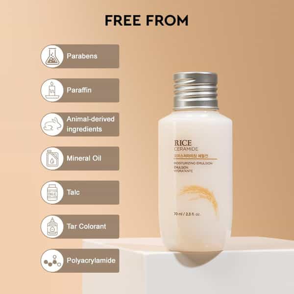 The Face Shop Rice & Ceramide Emulsion Mini | Korean Brightening Moisturizer | Dull Dry Skin - 70Ml