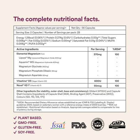 Origins Nutra Magnesium + D3 + K2-7 For Women Supports Bone Health | 56 Veg Capsules