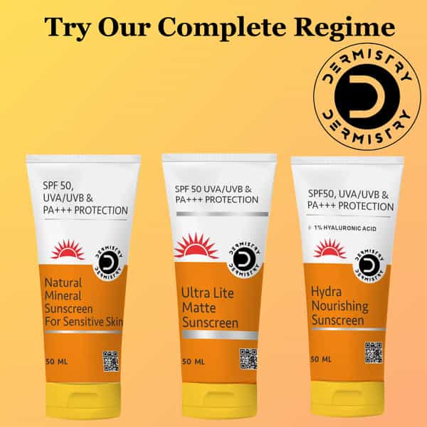 Dermistry 1% Hyaluronic Acid Spf 50 Oil Free Sunscreen Water Based For Dry Oily & Combination Skin