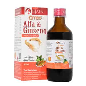 Bjain Omeo Alfa Ginseng Syrup . Sugar Free | Energy . Stamina & Vitality Support - 200ml