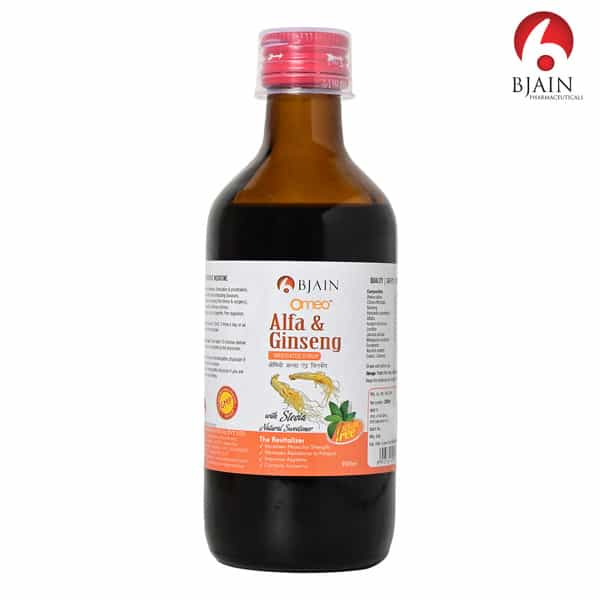 Bjain Omeo Alfa Ginseng Syrup . Sugar Free | Energy . Stamina & Vitality Support - 200Ml