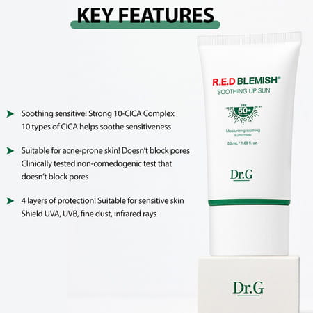 Dr.g R.e.d Blemish Soothing Up Sun - Soothing Sensitive! Strong 10 - Cica Complex - 50Ml