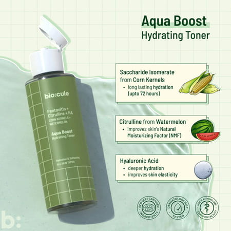 Biocule Aqua Boost Hydrating Face Toner Hyaluronic Acid With Pentavitin For Hydration & Glow