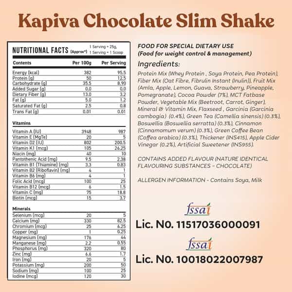 Kapiva Slim Shake - Chocolate (Weight Control Powered By Ayurveda) 150 Grams