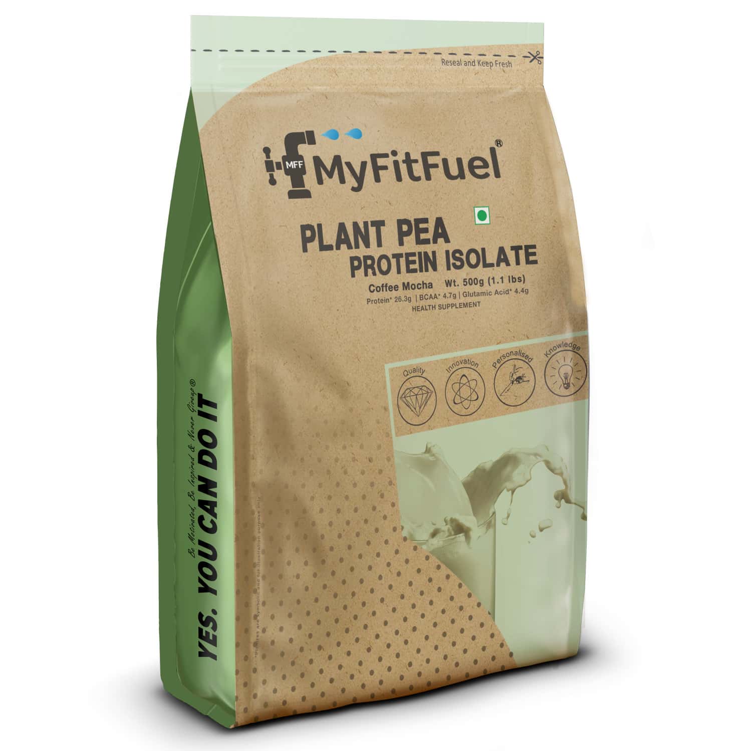 Myfitfuel Mff Plant Pea Protein 500 Gm (1.1 Lbs) | Coffee Mocha | Easy To Digest Protein Powder