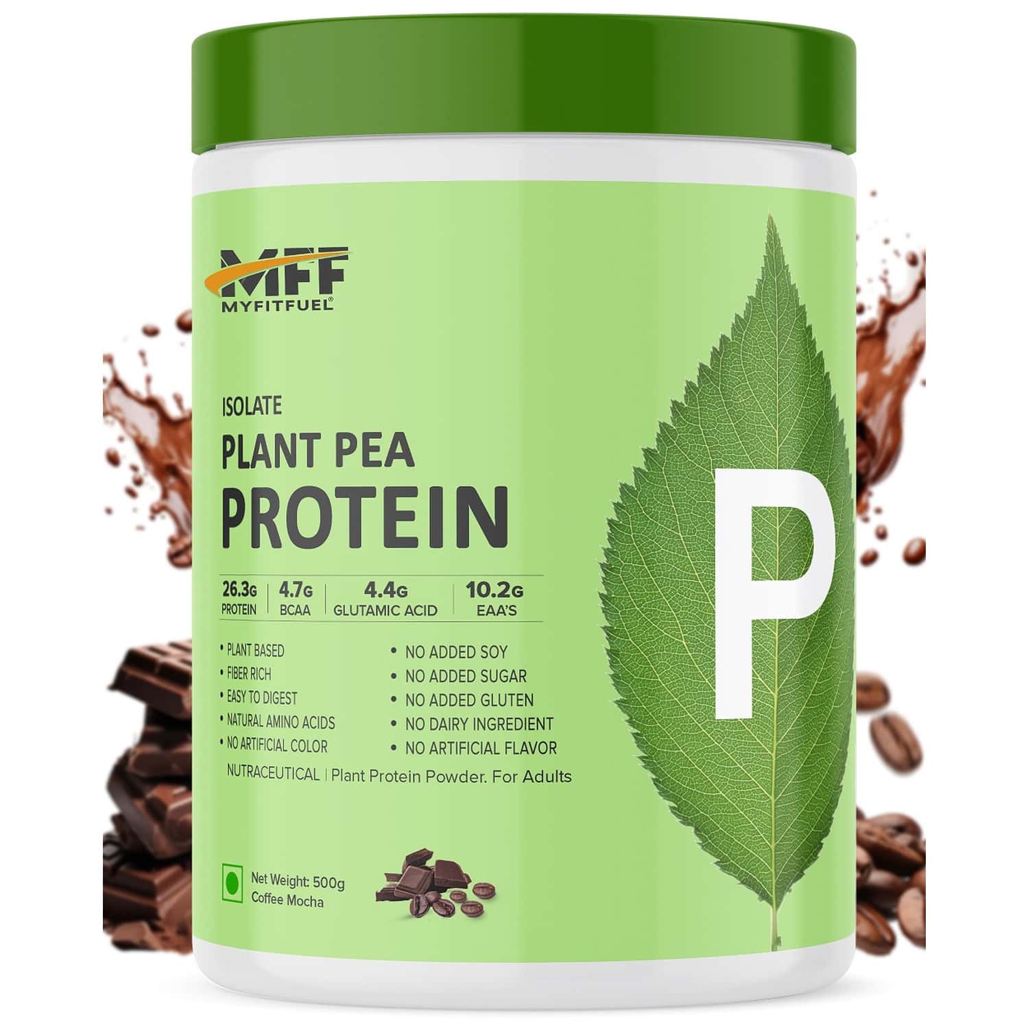 Myfitfuel Mff Plant Pea Protein 500 Gm (1.1 Lbs) | Coffee Mocha | Easy To Digest Protein Powder