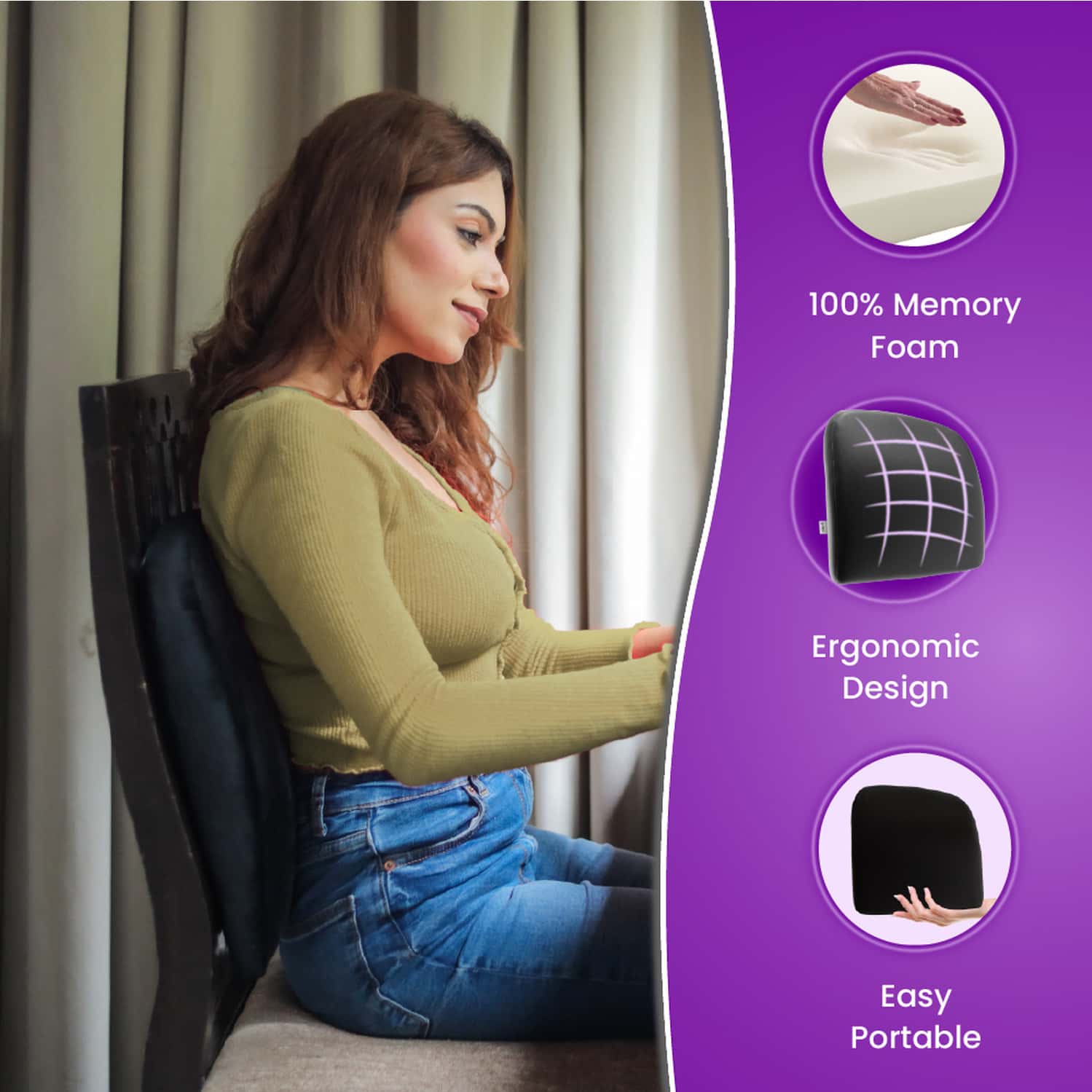 Buy FRIDO SLIM LUMBAR CUSHION PROVIDES LUMBAR SUPPORT AND RELIEVES BACK PAIN (35CM X 36CM X 6CM