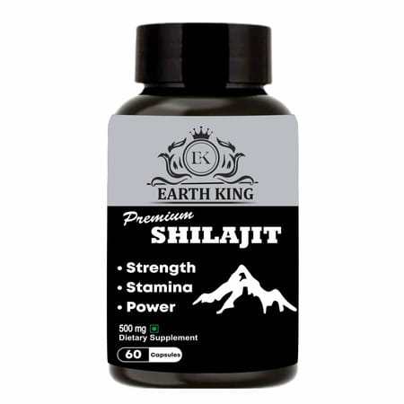 Earth King Premium Shilajit/Shilajeet Extract Capsule For Vigor & Vitality - 60 Capsules (Pack Of 1)