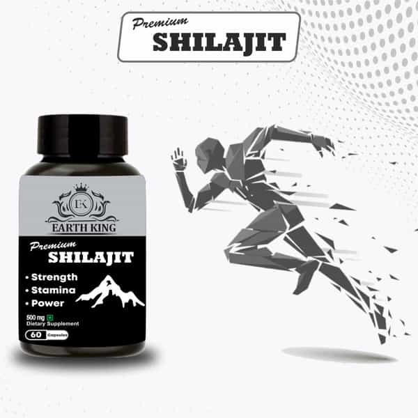 Earth King Premium Shilajit/Shilajeet Extract Capsule For Vigor & Vitality - 60 Capsules (Pack Of 1)