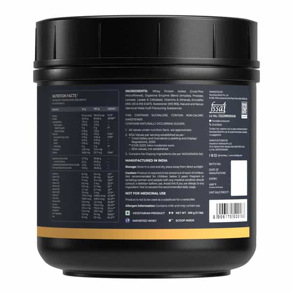 Nutrabay Gold 100% Whey Protein Isolate|26G Protein|Muscle Support & Recovery|Malai Kulfi|500G