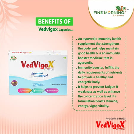Fine Morning Pharma Vedvigox Ayurvedic Immunity Booster Capsules - 30 Capsules