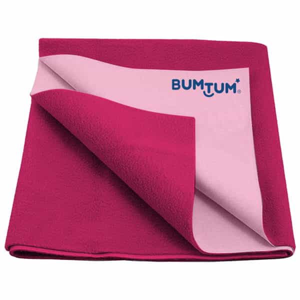 Bumtum Dry Sheet Instadry Leakproof Baby Bed Protector (Hot Pink | Large Size 100*140Cm | Pack Of 1)