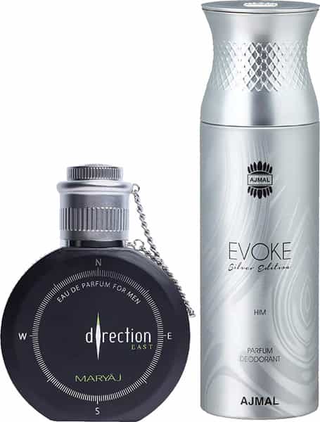Maryaj Direction East Edp 100Ml For Men And Ajmal Evoke Silver Edition Him Deodorant 200Ml For Men
