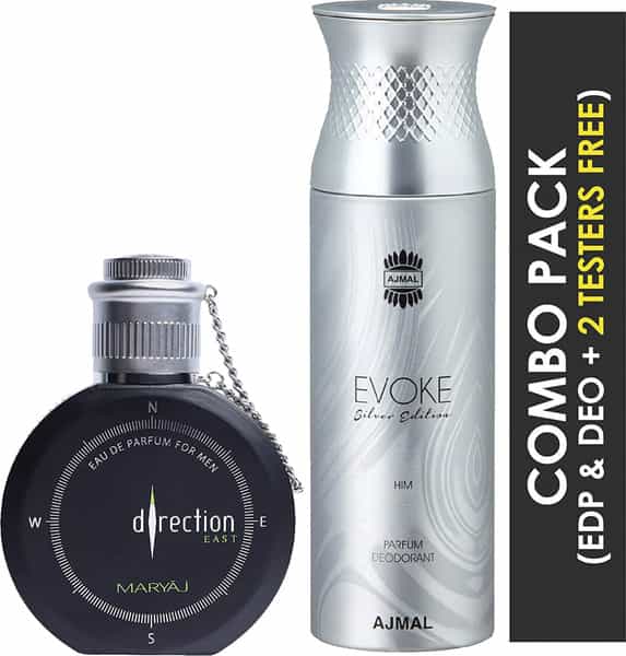 Maryaj Direction East Edp 100Ml For Men And Ajmal Evoke Silver Edition Him Deodorant 200Ml For Men