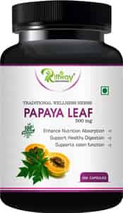 Riffway Papaya Leaf Herbal Capsules | Promotes Digestive Health - 30 No's