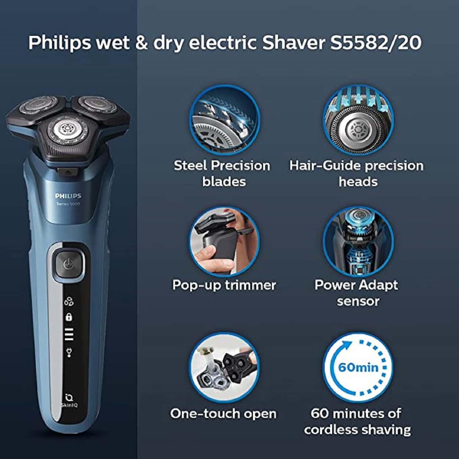Buy PHILIPS ELECTRIC SHAVER S5582/20 360D FLEXING HEADS INTEGRATED