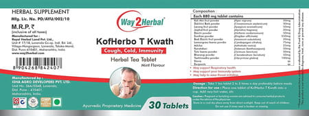 Way2herbal Kofherbo T Kwath - 30 Tea Tablets - Pack Of 4