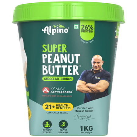 Alpino Super Peanut Butter With Ksm-66 Ashwagandha Chocolate Crunch Jar 1 Kg