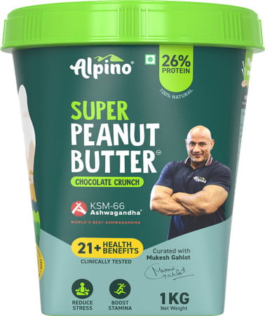 Alpino Super Peanut Butter With Ksm-66 Ashwagandha Chocolate Crunch Jar 1 Kg