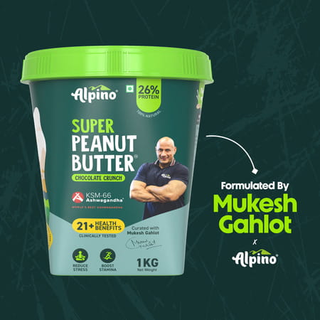 Alpino Super Peanut Butter With Ksm-66 Ashwagandha Chocolate Crunch Jar 1 Kg
