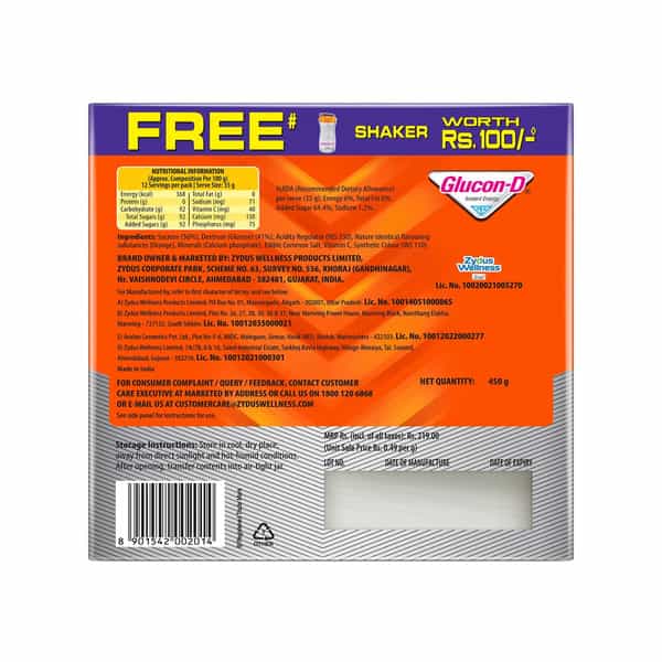 Glucon-D Tangy Orange Glucose Powder With Free Tiffin 450G Refill