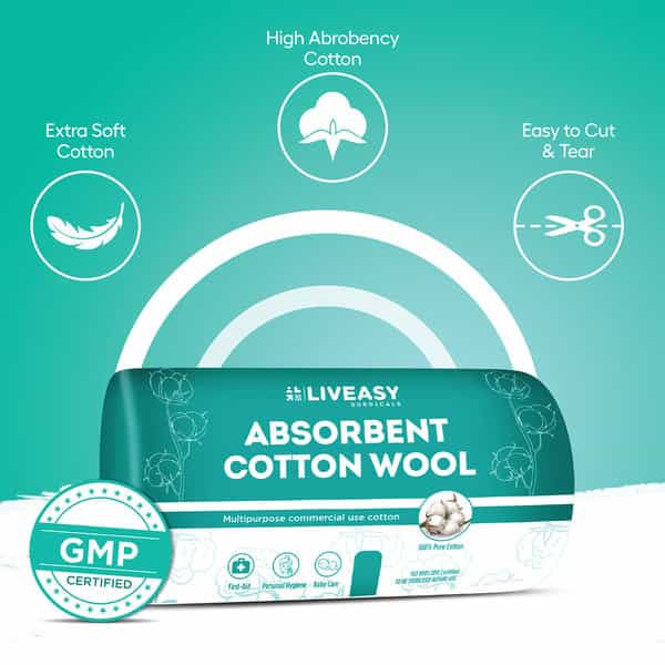 Liveasy Surgical Absorbent Cotton Roll 500Gm Gross