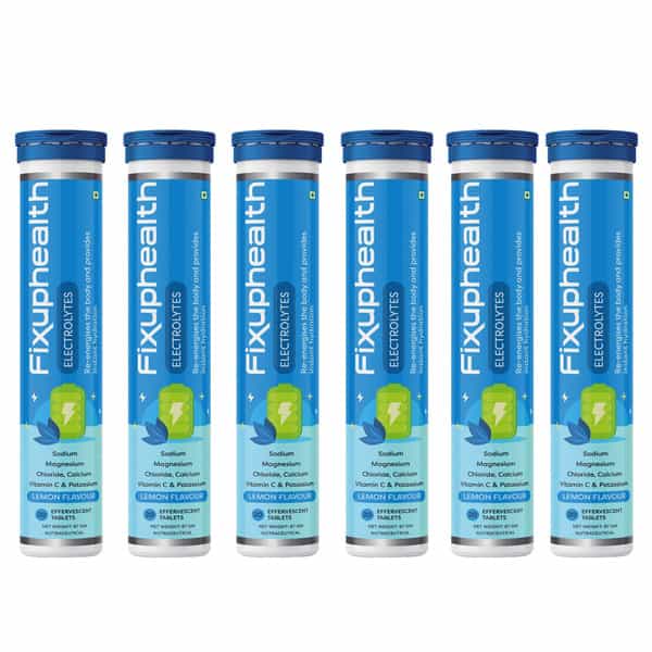 Fixuphealth Electrolytes Tablets Vit C Effervescent (Pack Of 6) 20 Tablets Each