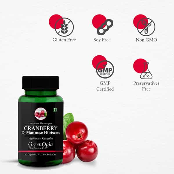 Greenopia Cranberry Capsules For Urinary Tract Health 60 Vegetarian Capsules
