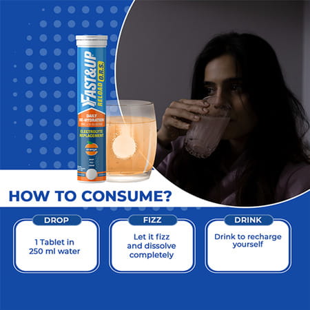 Fast&Up Reload O.R.S | Effervescent Electrolyte Tablets - Orange Flavour - 20 Tablets