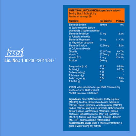 Fast&Up Reload O.R.S | Effervescent Electrolyte Tablets - Orange Flavour - 20 Tablets