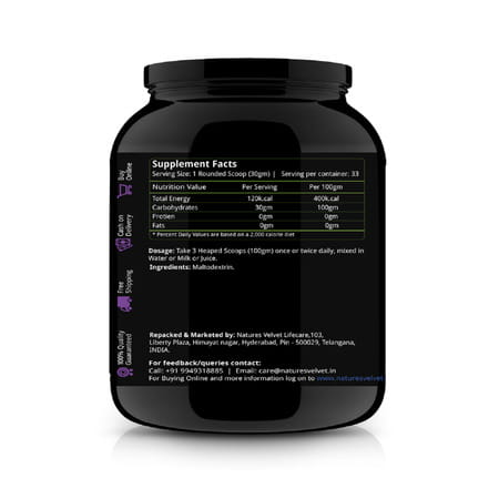 Natures Velvet Carbs Unflavoured For Weight Gain And Energy 1000gms