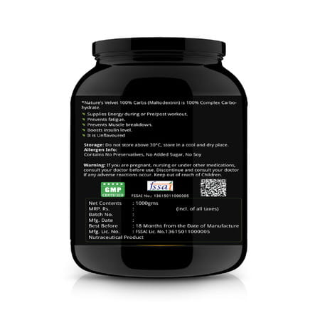 Natures Velvet Carbs Unflavoured For Weight Gain And Energy 1000gms