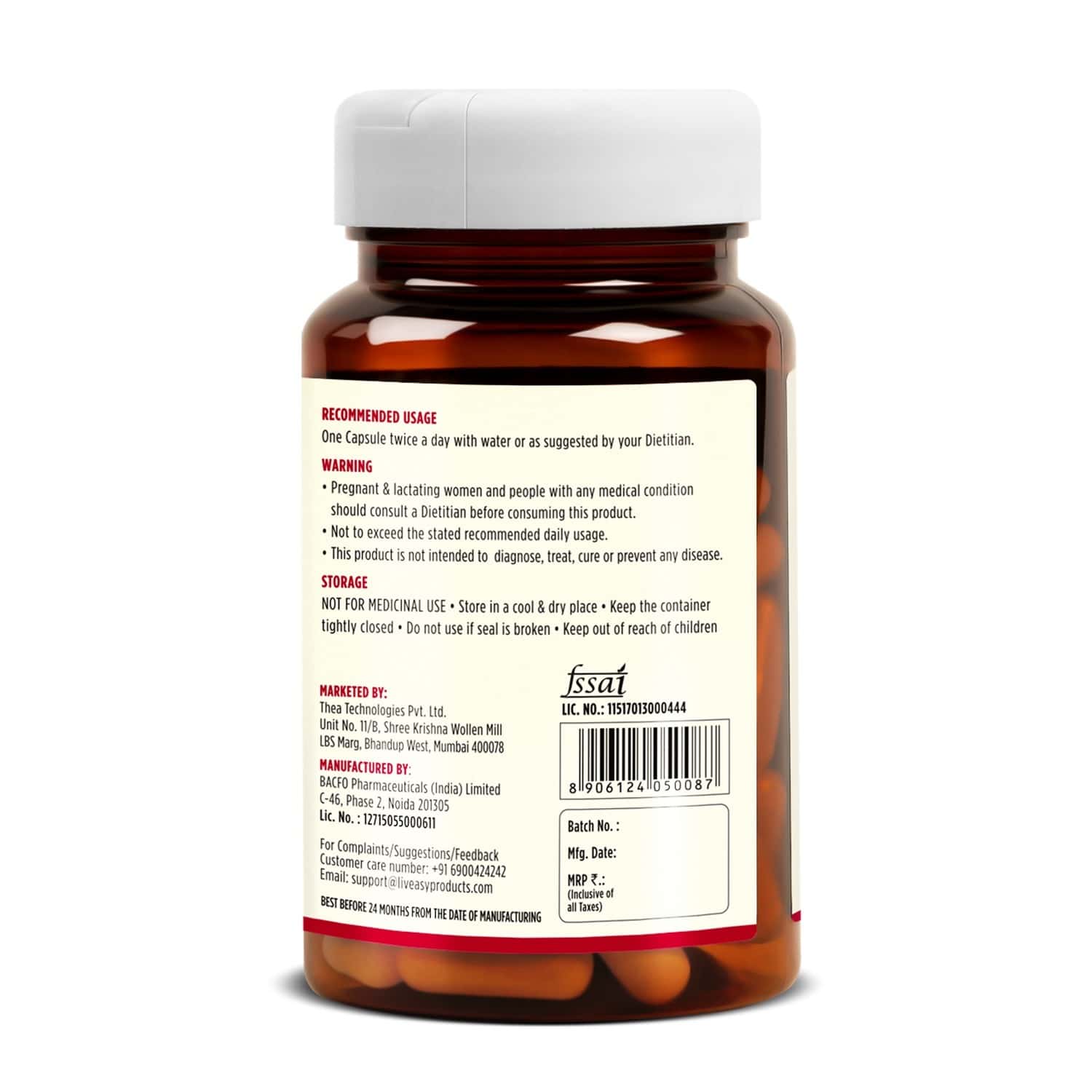 Buy Liveasy Wellness Apple Cider Vinegar 500mg Digestion Support