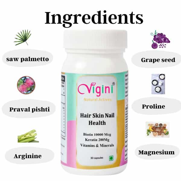 Vigini 3% Redensyl Hair Growth Regrowth Revitalizer Serum 30Ml | Biotin 10000Mcg Keratin 30 Caps
