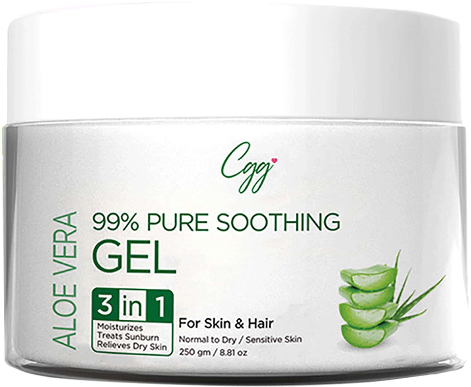 Cgg Cosmetics Aloe Vera 99% Pure Soothing Gel- For Skin & Hair - 3-In-1 - 250gm