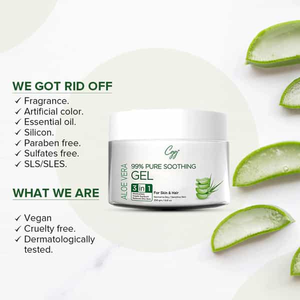 Cgg Cosmetics Aloe Vera 99% Pure Soothing Gel- For Skin & Hair - 3-In-1 - 250Gm