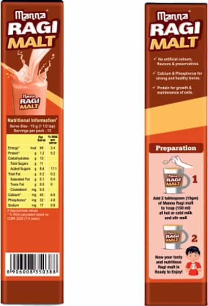 Manna Ragi Malt 200G Box |Ragi Huri Hittu Nutritional Drink For Kids - 100% Natural