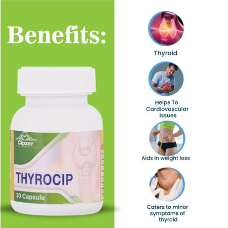 Cipzer Thyrocip 30 Capsules Supports Thyroid Health | Helps Manage Hyperthyroidism & Weight Balance