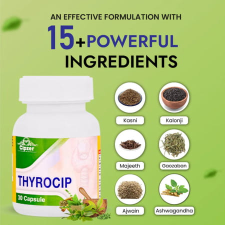 Cipzer Thyrocip | Supports Thyroid Health & Helps Manage Hyperthyroidism & Weight | 30 Capsules