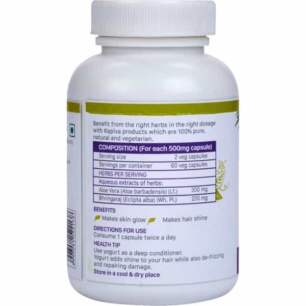 Kapiva Aloevera + Hairshine Capsules -Hair Wellness | 60 Capsules