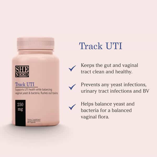 Sheneed Track Uti Supplement | Balance Yeast & Bacteria | Maintain Vaginal Health | 60 Capsules