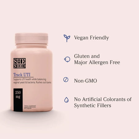 Sheneed Track Uti Supplement | Balance Yeast & Bacteria | Maintain Vaginal Health | 60 Capsules